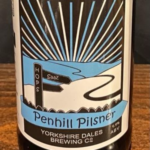 a bottle of Penhill Pilsner beer from Yorkshire Dales Brewery
